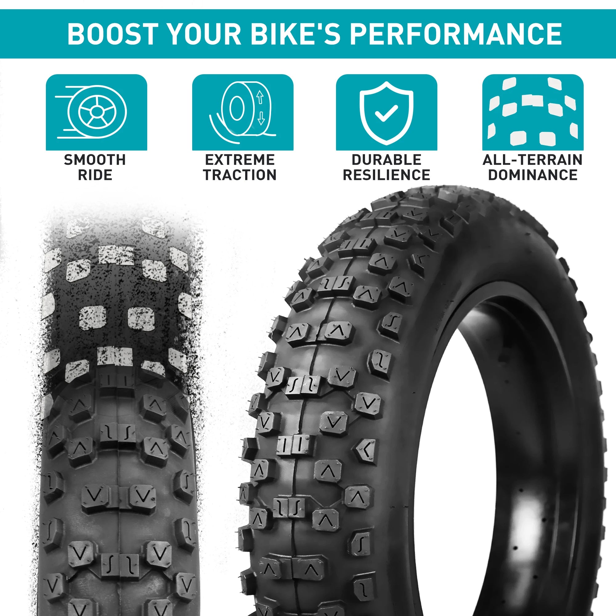 Fettreifen Für E-Bike & Mountainbike – 20x4 Zoll, 2 Reifen + 2 Schläuche + 2 Hebel, Schwer Belastbar
